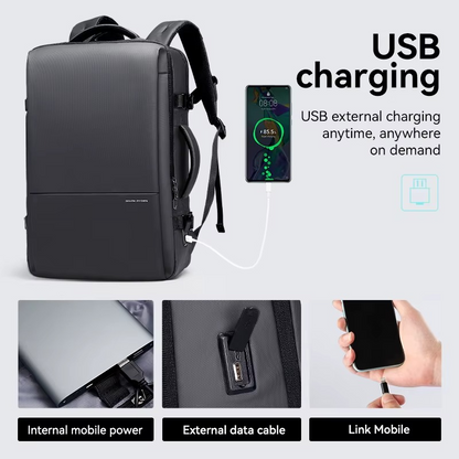 حقيبة الظهر مارك رايدن 9822 المقاومة للماء مع منفذ شحن USB – أنيقة، متينة، وعملية